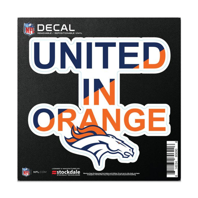 Adhesivo para superficies con el lema de los Denver Broncos, 6" x 6"