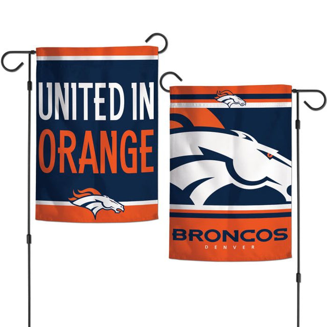 Banderas de jardín con lema de los Denver Broncos, de 2 lados, 12,5" x 18"