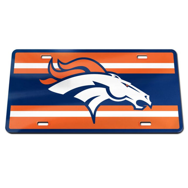 Placa de matrícula especial de acrílico con rayas de los Denver Broncos