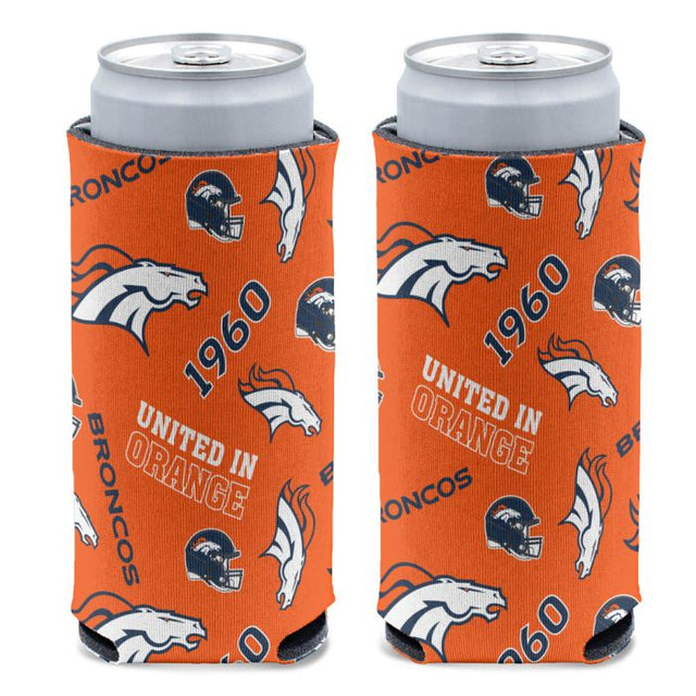 Enfriador de latas delgado de 12 oz con estampado disperso de los Denver Broncos