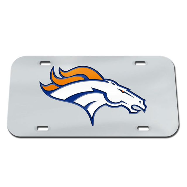 Placa de matrícula especial de acrílico con fondo plateado de los Denver Broncos