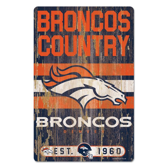 Letrero de madera con el eslogan de los Denver Broncos, 11" x 17", 1/4" de grosor