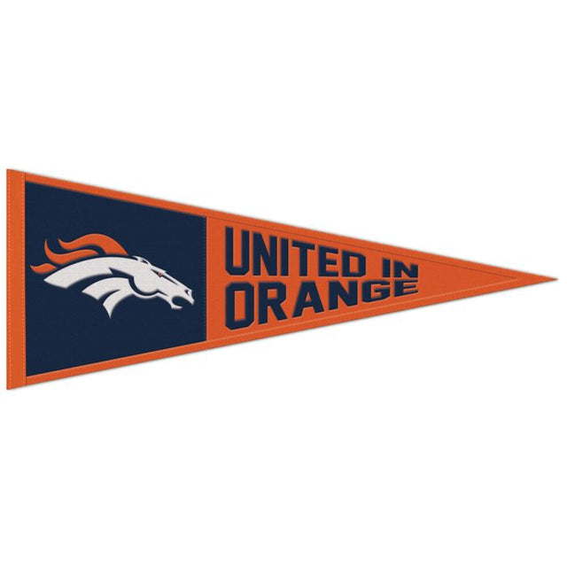 Banderín de lana con el eslogan de los Denver Broncos, 13" x 32"