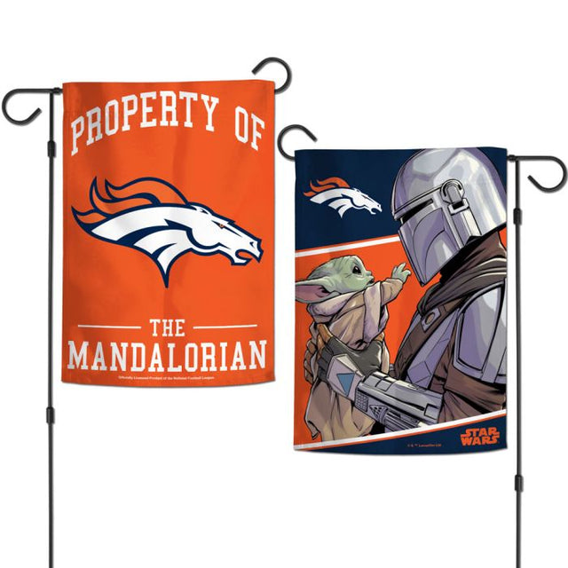 Banderas de jardín de los Denver Broncos y Star Wars Mandalorian de 2 lados, 12,5" x 18"