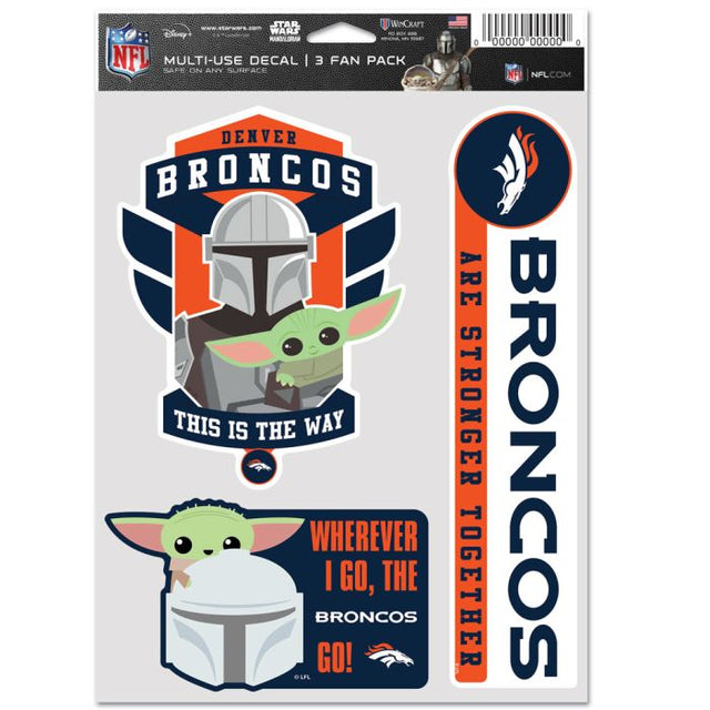 Paquete multiusos para 3 fanáticos de los Denver Broncos y Star Wars Mandalorian