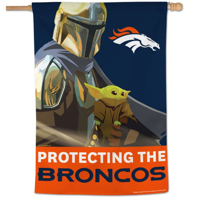 Bandera vertical de los Denver Broncos y Star Wars Mandalorian de 28" x 40"