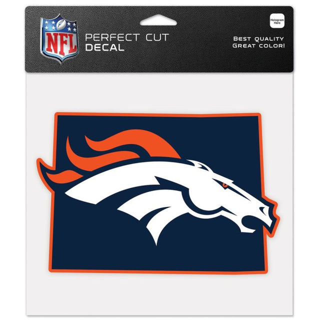 Calcomanía de color con corte perfecto y forma del estado de los Denver Broncos de 8" x 8"