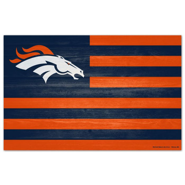 Letrero de madera de los Denver Broncos, 11" x 17", 1/4" de grosor