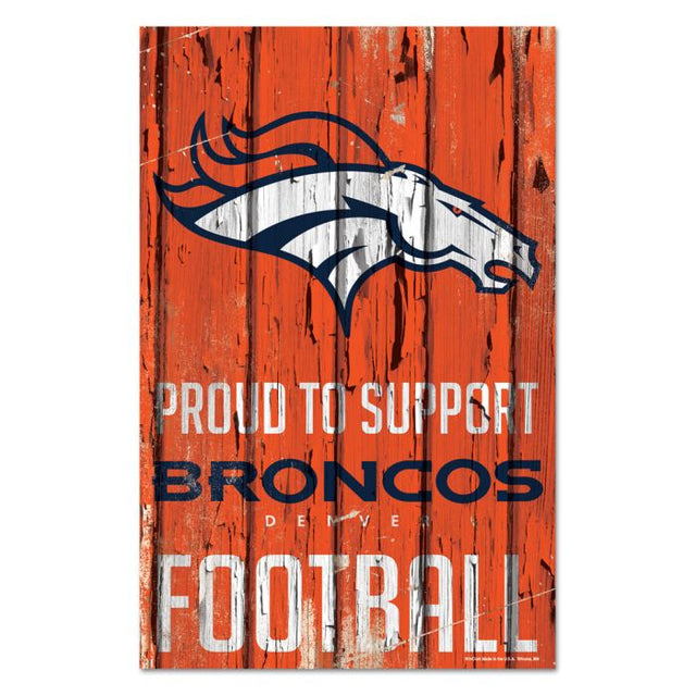 Letrero de madera de los Denver Broncos, 11" x 17", 1/4" de grosor