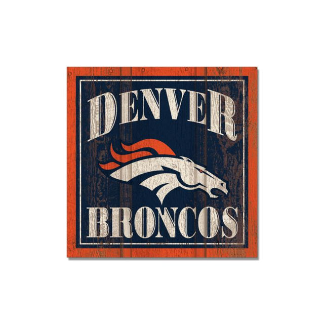 Imán de madera de los Denver Broncos de 3" x 3"