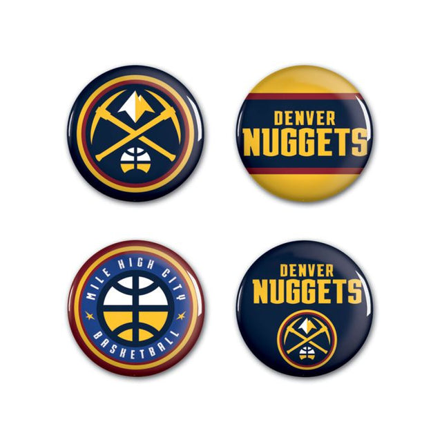 Paquete de 4 botones de los Denver Nuggets de 1 1/4" de diámetro