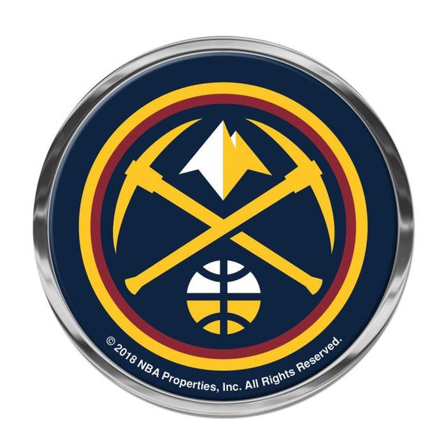 Emblema de metal cromado abovedado de los Denver Nuggets