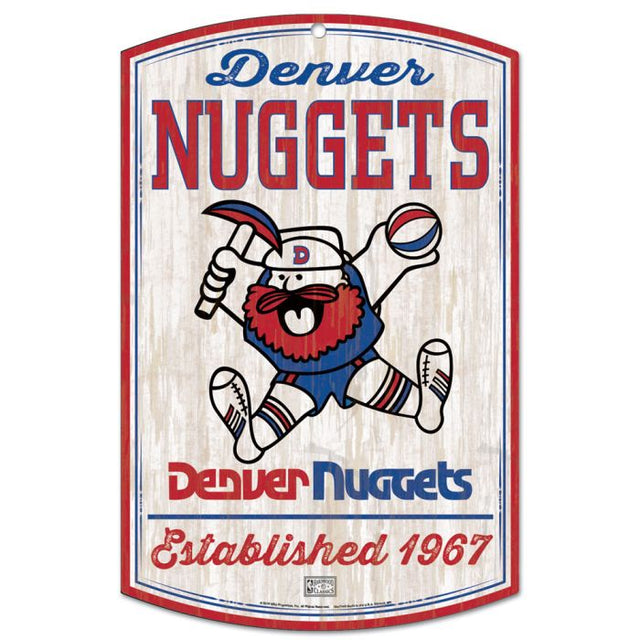 Letrero de madera de los Denver Nuggets Hardwoods de 11" x 17" y 1/4" de grosor