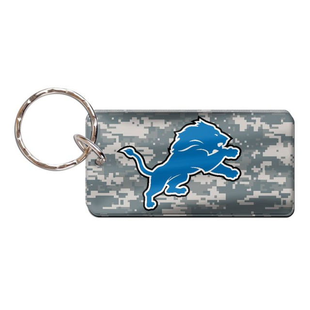 Llavero rectangular con estampado de camuflaje de los Detroit Lions