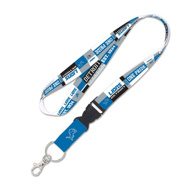 Detroit Lions Color Block Lanyard w/detachable buckle 1"