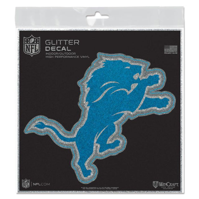 Calcomanía con brillantina de los Detroit Lions de 6" x 6"