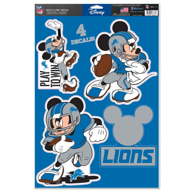 Calcomanía multiusos de Mickey Mouse de Disney y los Detroit Lions, 11" x 17"