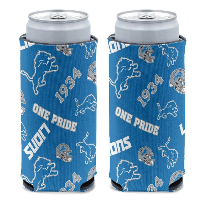 Detroit Lions Scatter Print 12 oz Slim Can Cooler