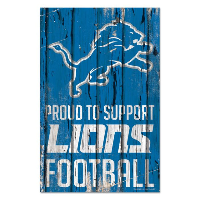 Letrero de madera de los Detroit Lions de 11" x 17" y 1/4" de grosor