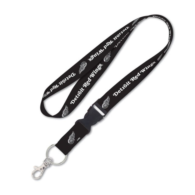 Detroit Red Wings BLACK Lanyard w/detachable buckle 1"