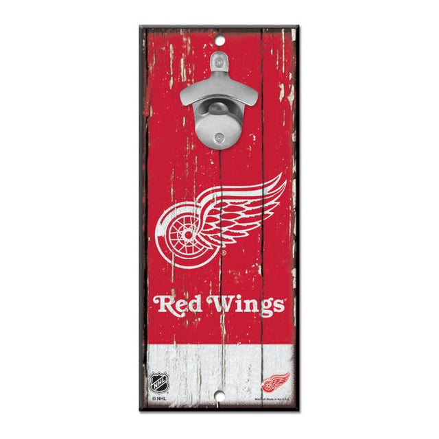 Detroit Red Wings Bottle Opener Sign 5x11