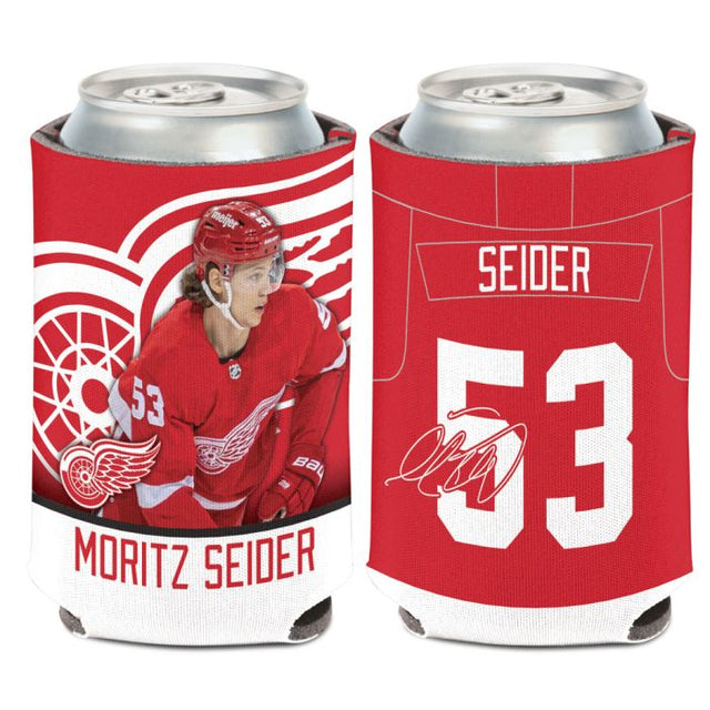 Enfriador de latas Detroit Red Wings de 12 onzas de Moritz Seider