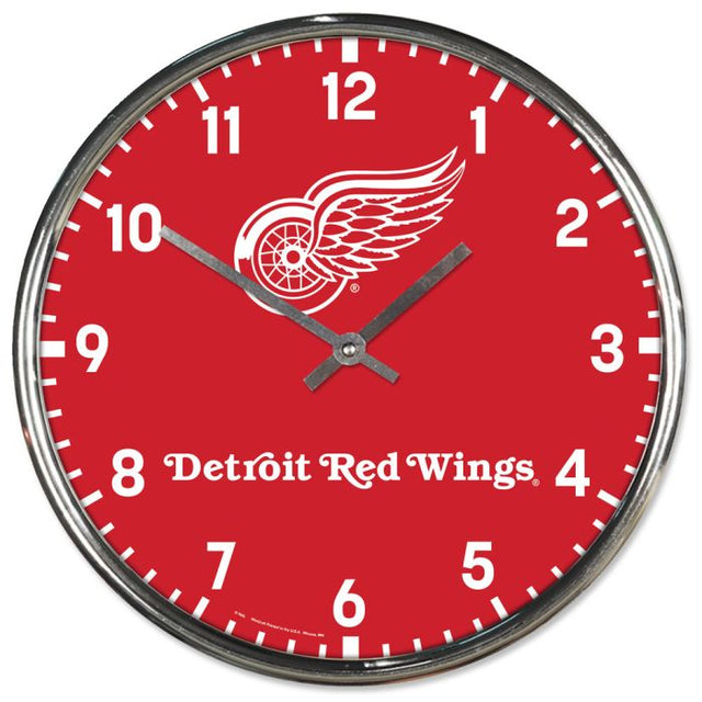 Detroit Red Wings Chrome Clock