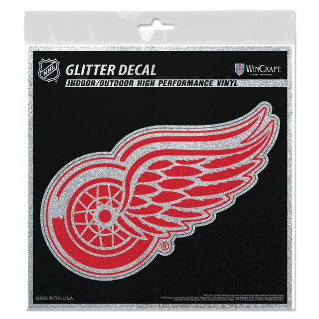 Calcomanía con brillantina de los Detroit Red Wings de 6" x 6"