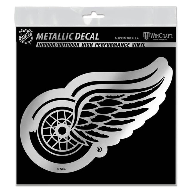 Calcomanía metálica de los Detroit Red Wings de 6" x 6"