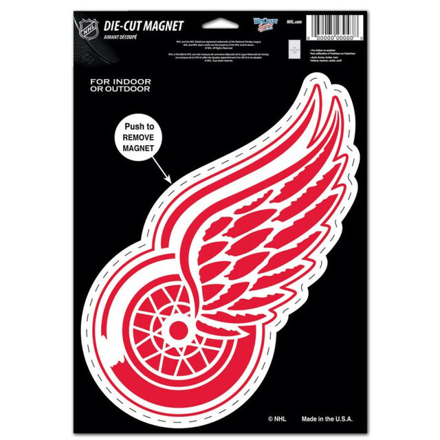 Imán troquelado con el logotipo de los Detroit Red Wings, 6,25" x 9"