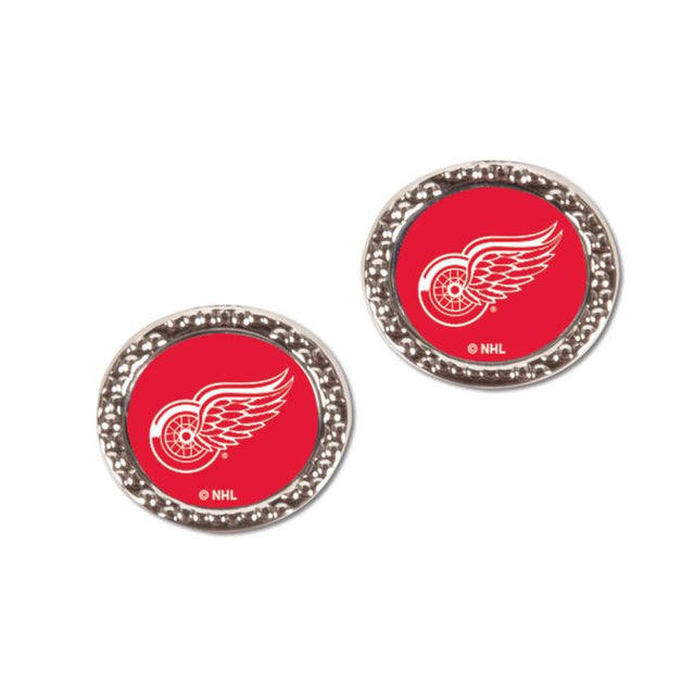 Pendientes de los Detroit Red Wings con forma de corazón y forma redonda