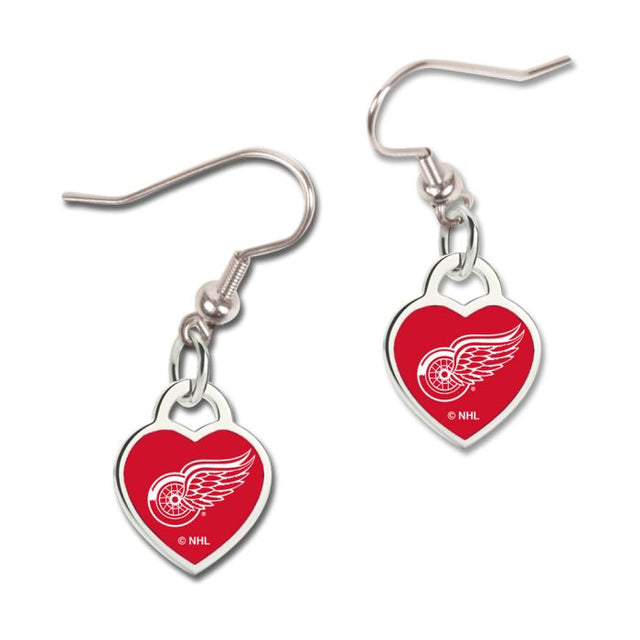 Pendientes de los Detroit Red Wings con corazón en 3D