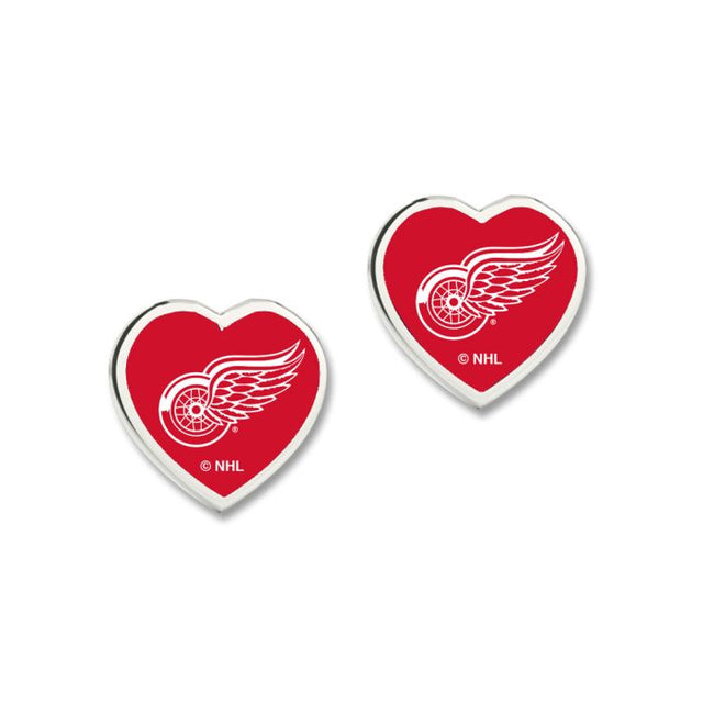 Pendientes de los Detroit Red Wings con corazón en 3D