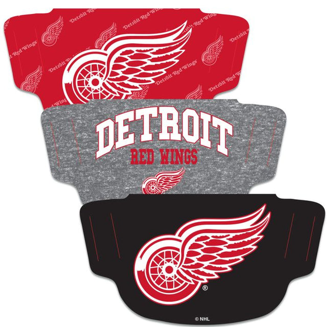 Paquete de 3 mascarillas para fanáticos de los Detroit Red Wings