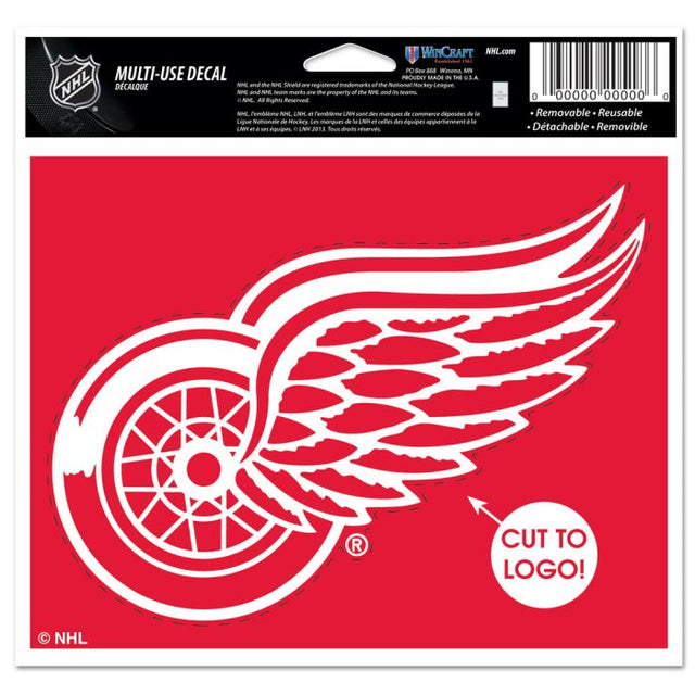 Calcomanía multiusos de los Detroit Red Wings: logotipo recortado de 5" x 6"