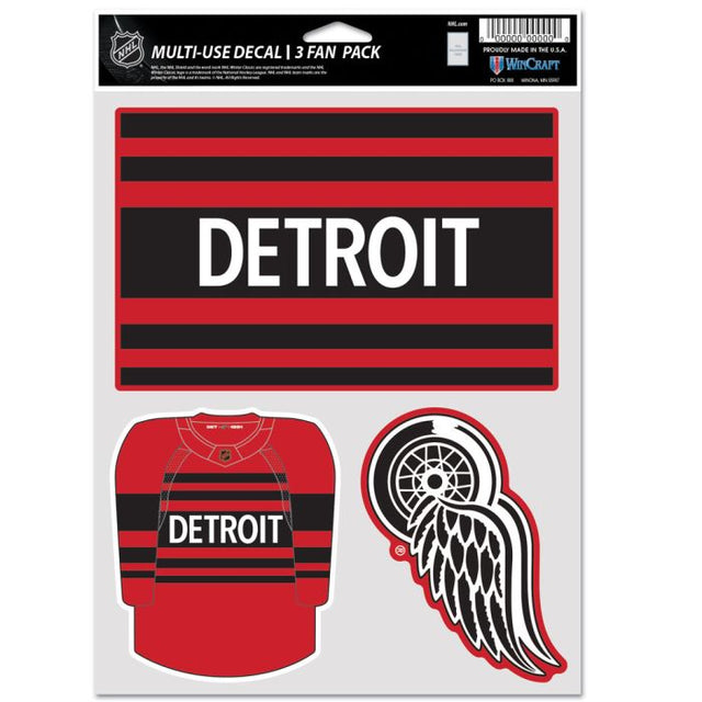 Paquete multiusos para 3 fanáticos de Detroit Red Wings, edición especial