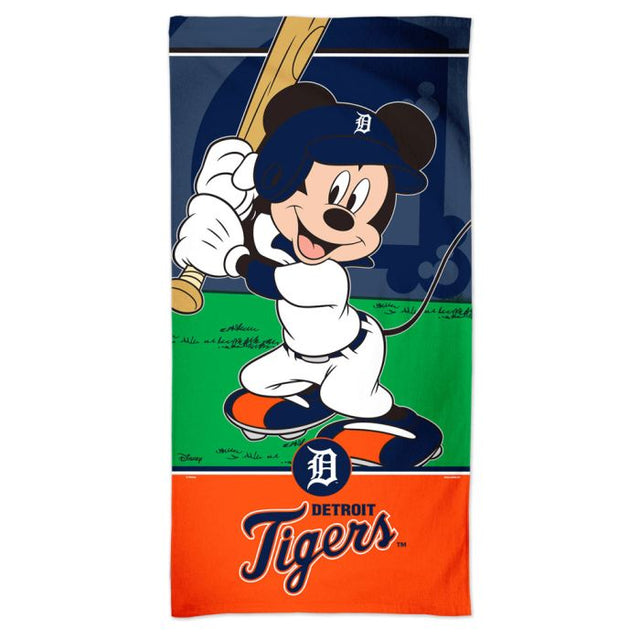 Toalla de playa Spectra de Mickey Mouse de Disney y los Tigres de Detroit de 30" x 60"