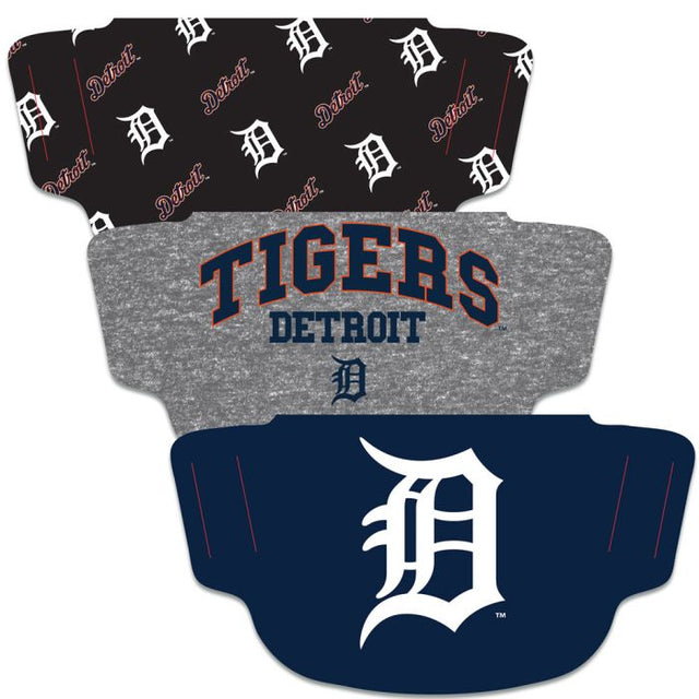 Paquete de 3 mascarillas para fanáticos de los Tigres de Detroit