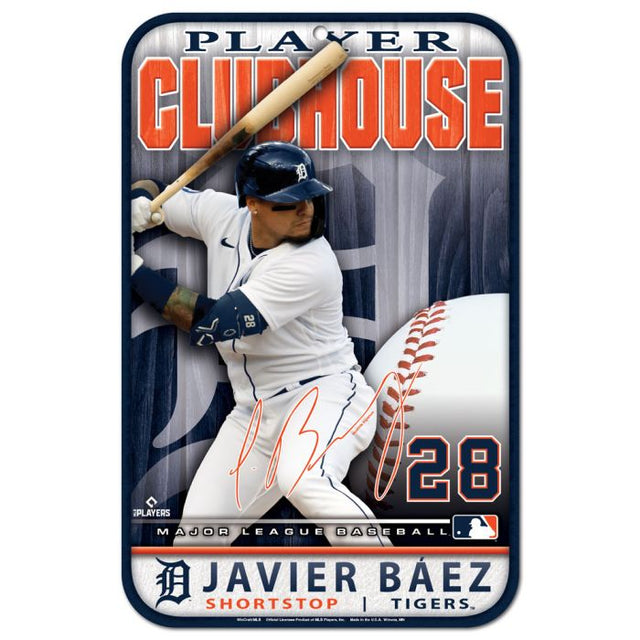 底特律老虎队塑料标牌 11 英寸 x 17 英寸 Javier Baez