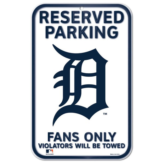 Letrero de plástico de estacionamiento reservado de los Detroit Tigers de 11" x 17"