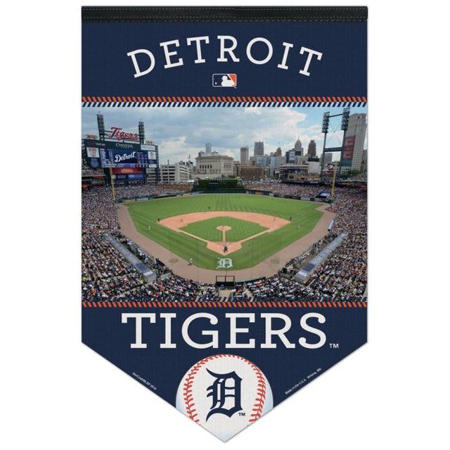 Banner de fieltro premium de los Detroit Tigers/Estadio de 17" x 26"