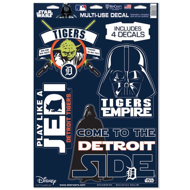 Calcomanía multiusos de Darth Vader y Yoda de Star Wars de Detroit Tigers, 11" x 17"