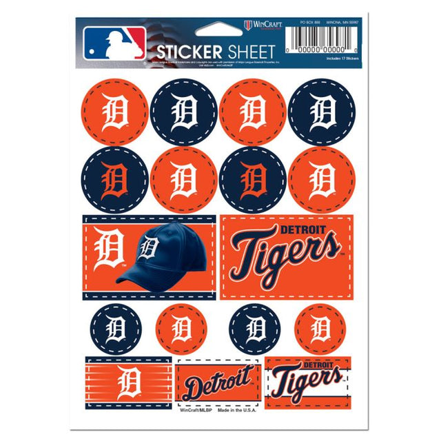 Detroit Tigers Vinyl Sticker Sheet 5" x 7"