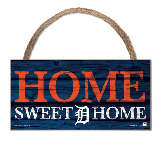 Letrero de madera con cuerda de los Detroit Tigers, 5 x 10 pulgadas