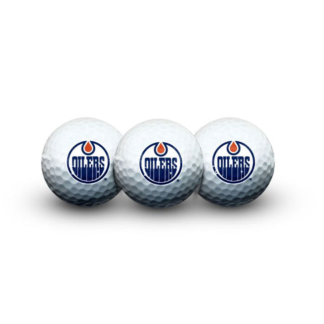 3 pelotas de golf de los Edmonton Oilers en estuche tipo concha