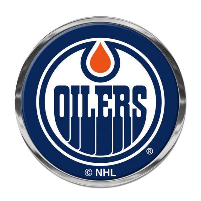 Emblema de metal cromado abovedado de los Edmonton Oilers