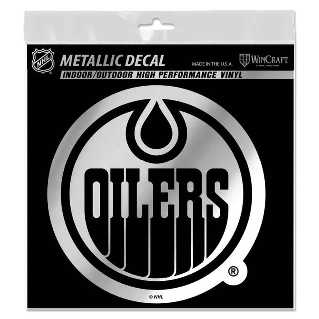 Calcomanía metálica de los Edmonton Oilers de 6" x 6"