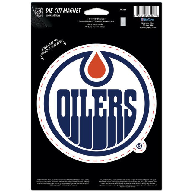 Imán troquelado con el logotipo de los Edmonton Oilers, 6,25" x 9"