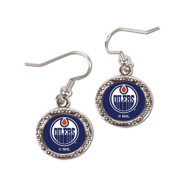 Pendientes de joyería de los Edmonton Oilers en forma de tarjeta redonda