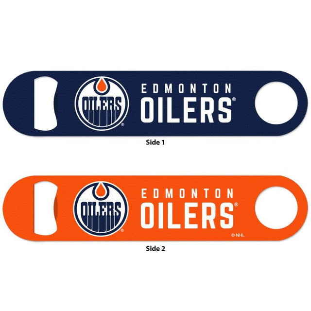 Abridor de botellas de metal de dos lados de los Edmonton Oilers